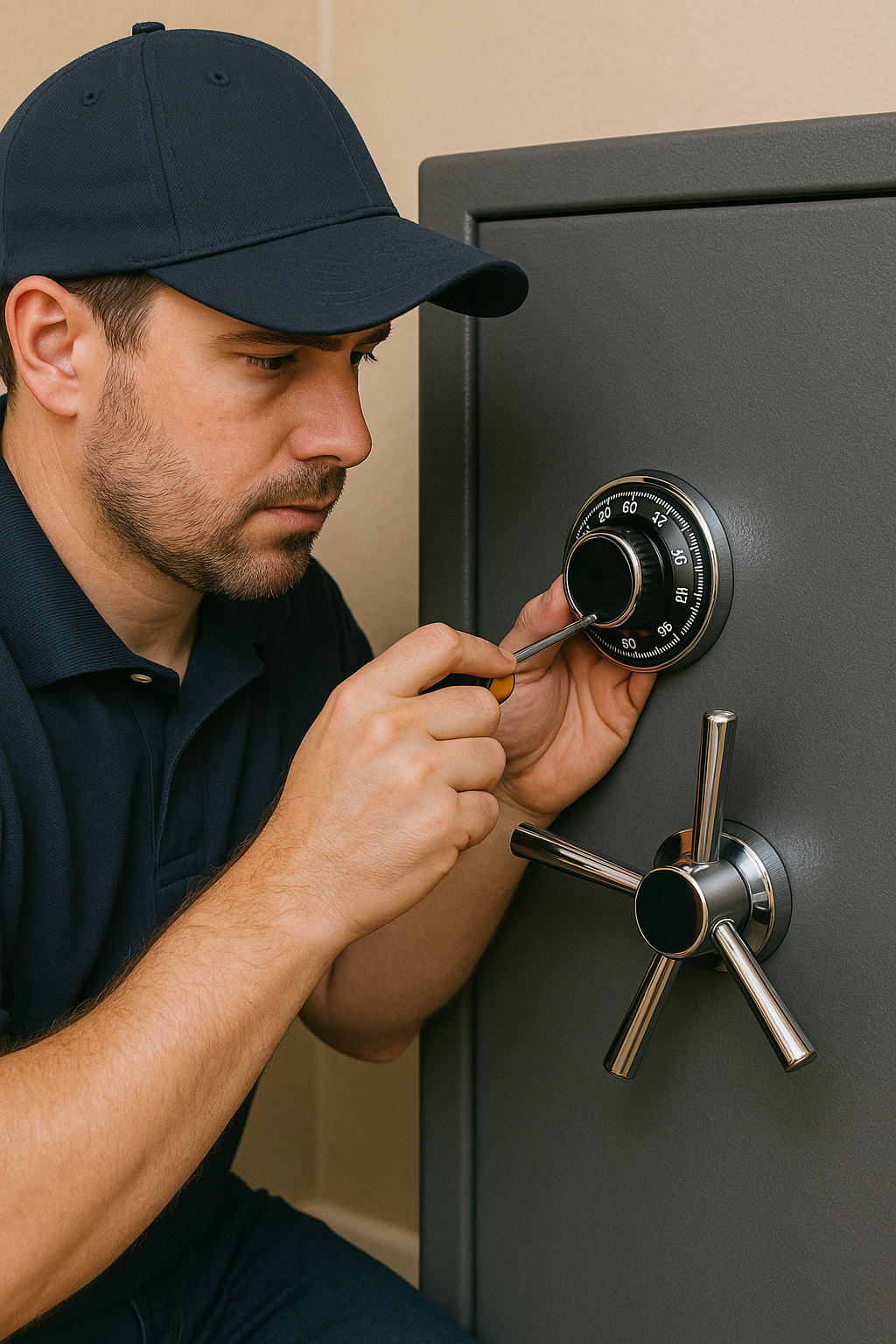Locksmith opening a safe
